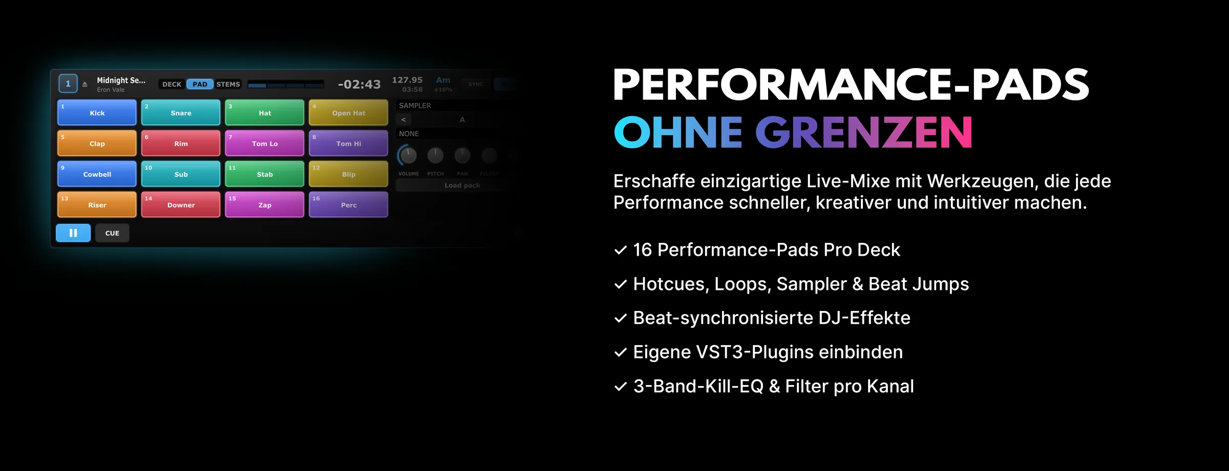 Sample-Pads, Kill-EQ und eigene VST3-Effekte