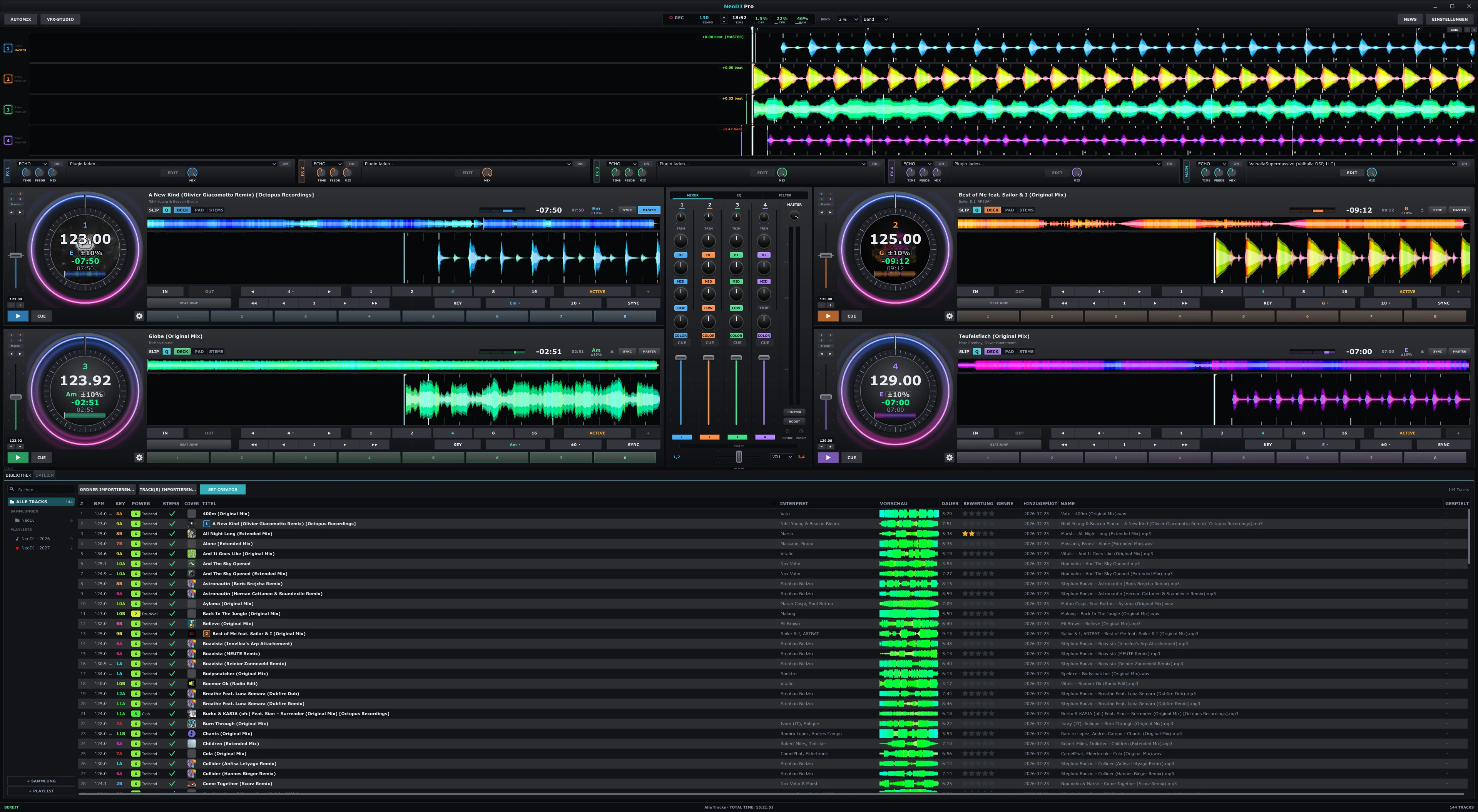 NeoDJ Pro Hauptbildschirm